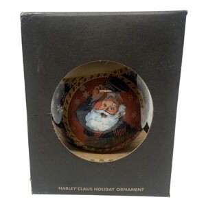 Harley-Davidson Harley Claus Holiday Ornament 2000 Christmas Glass Ball w/ Box